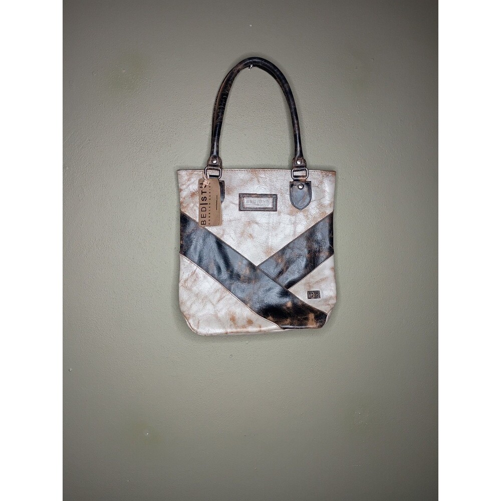bed stu Italic New With Tags And Dust Bag White And Black Leather Tote $345